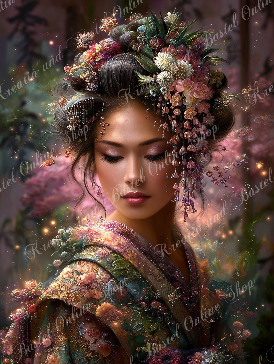 🌙 Diamond Painting  „Blütenzauber der Anmut“ by ManuVany A.i