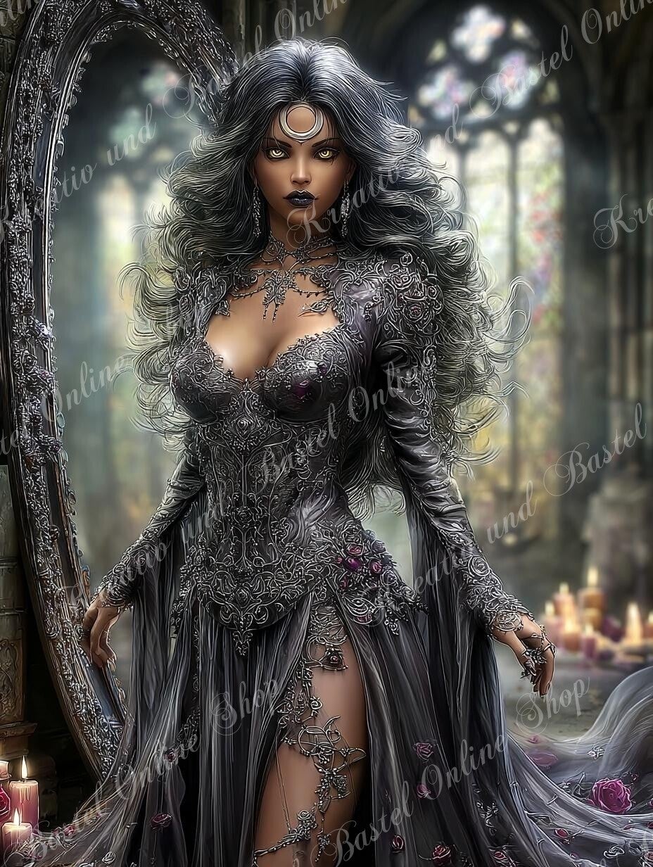 🌙 Diamond Painting „Dunkle Eleganz der Seelenmagie“ – ein Kunstwerk von Maggie