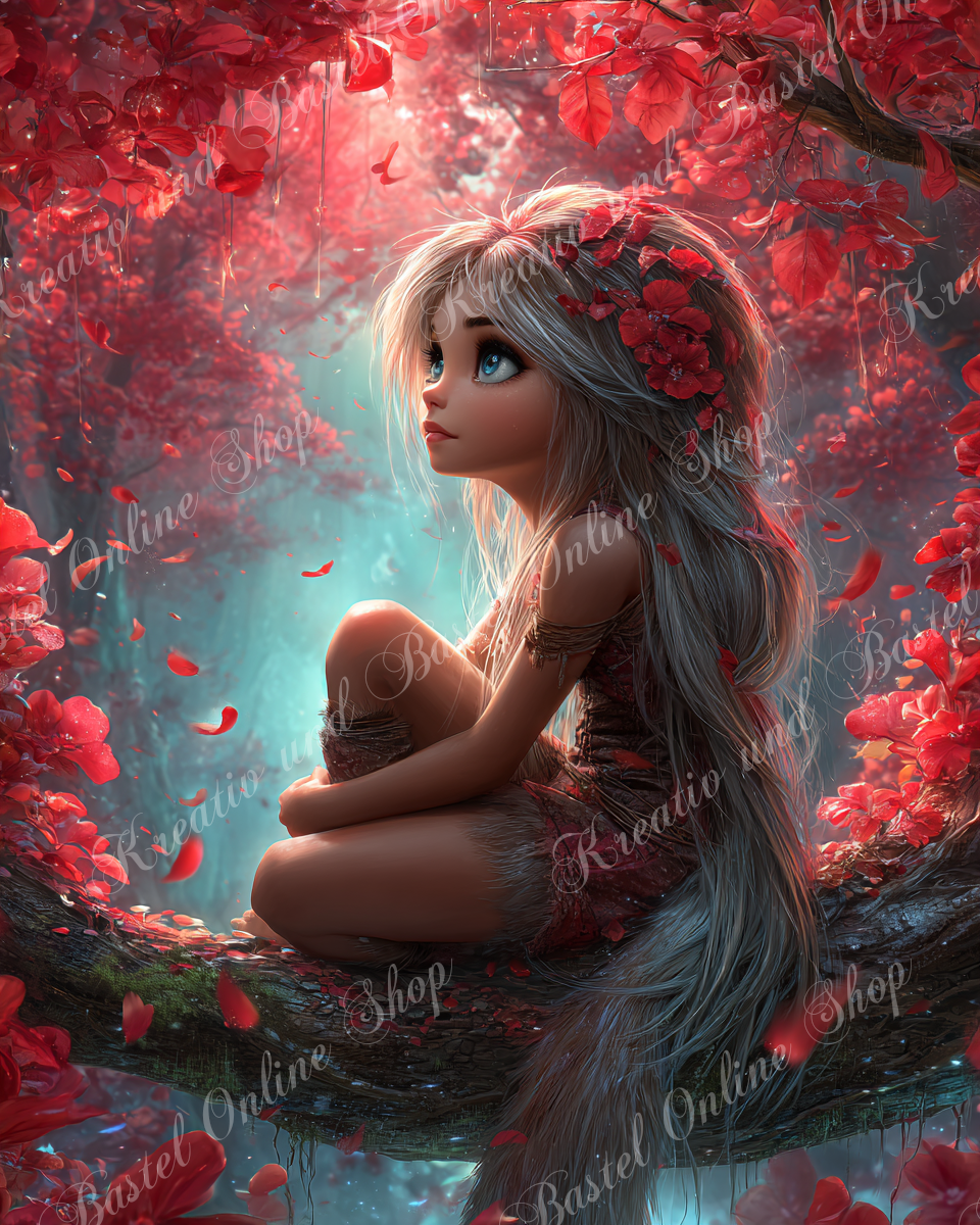💎 Diamond Painting  „Träumerin im Blütenlicht“ by Elly_A.I.