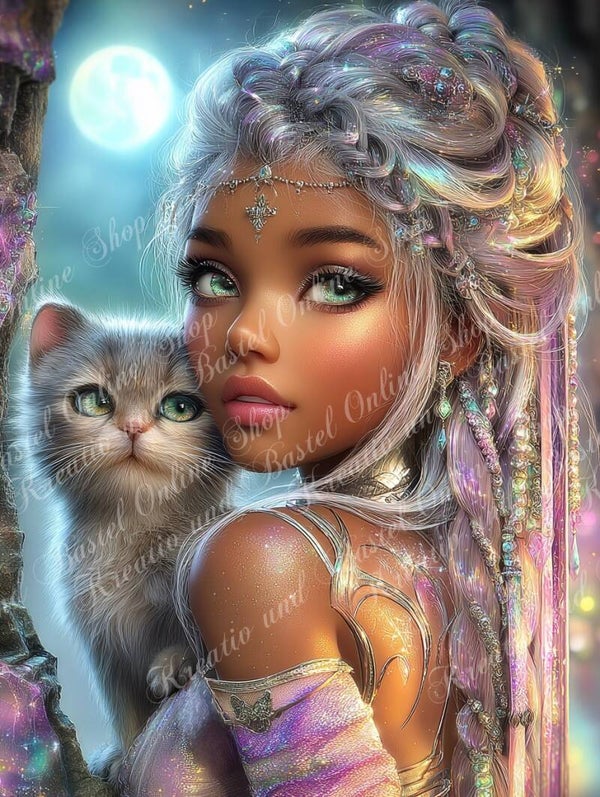 🌙 Diamond Painting „Seelenverbindung im Licht der Stille“ by Elly_A.I.