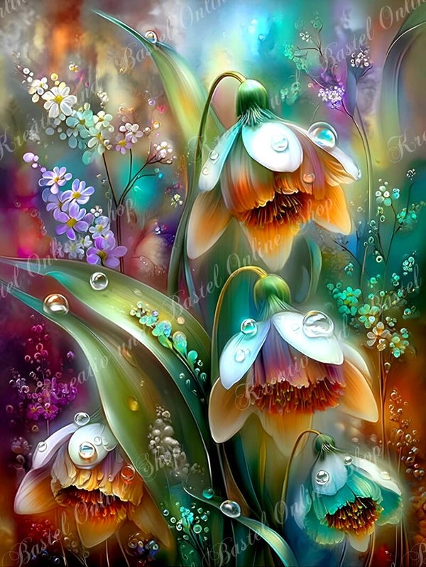 💎 Diamond Painting „Blütenleuchten im Farbenspiel“  by maggies_dia_painting_ai