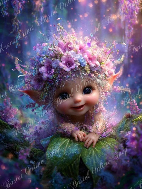 💎 Diamond Painting „Kleines Blütenelfchen“  by maggies_dia_painting_ai