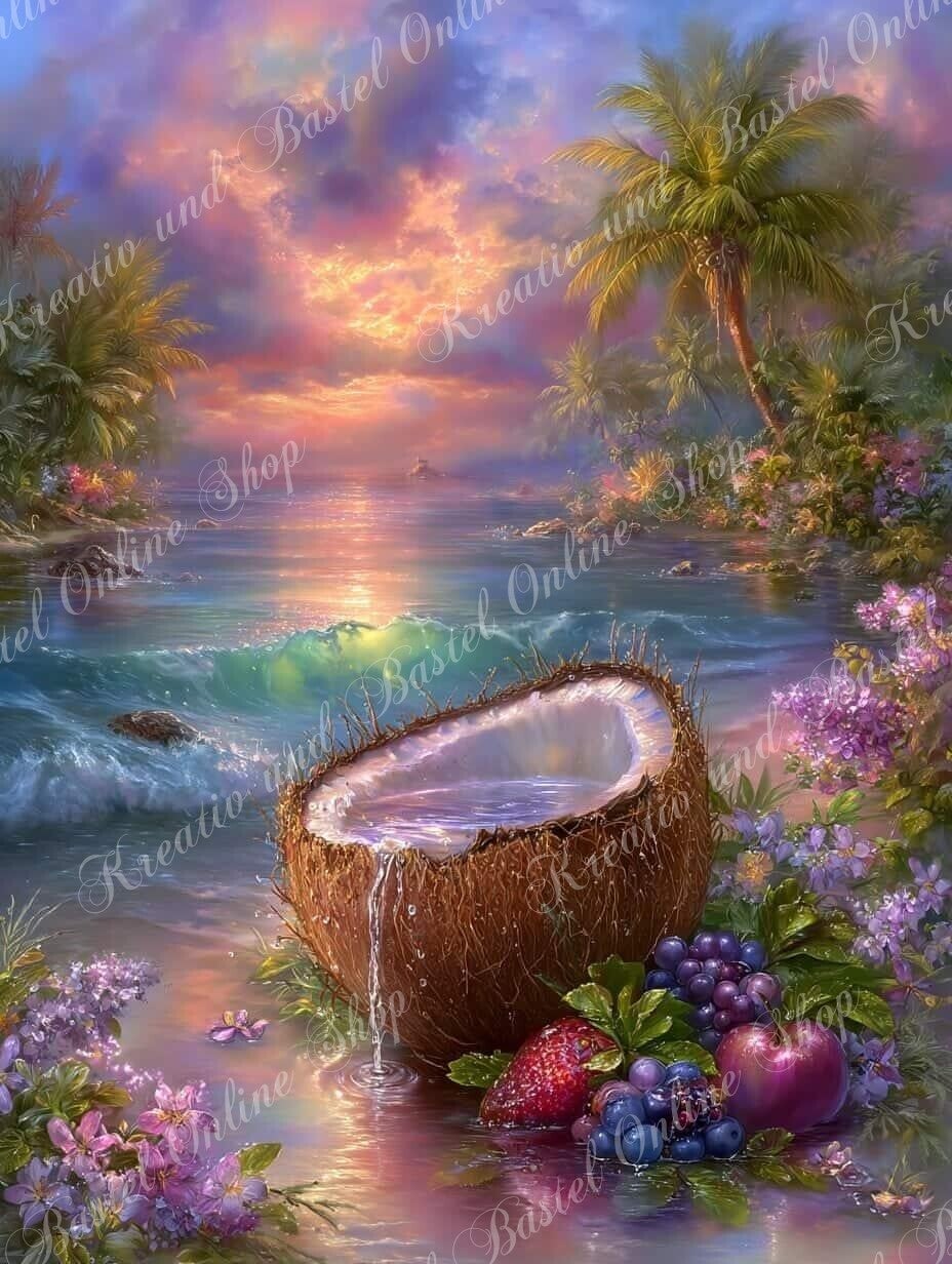 💎 Diamond Painting „Tropenzauber am Abendmeer“  by maggies_dia_painting_ai