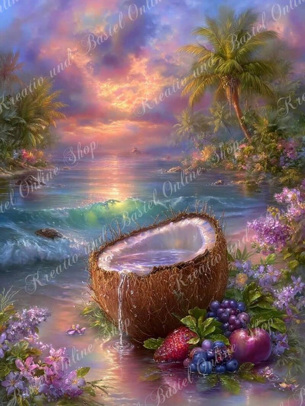 💎 Diamond Painting „Tropenzauber am Abendmeer“  by maggies_dia_painting_ai