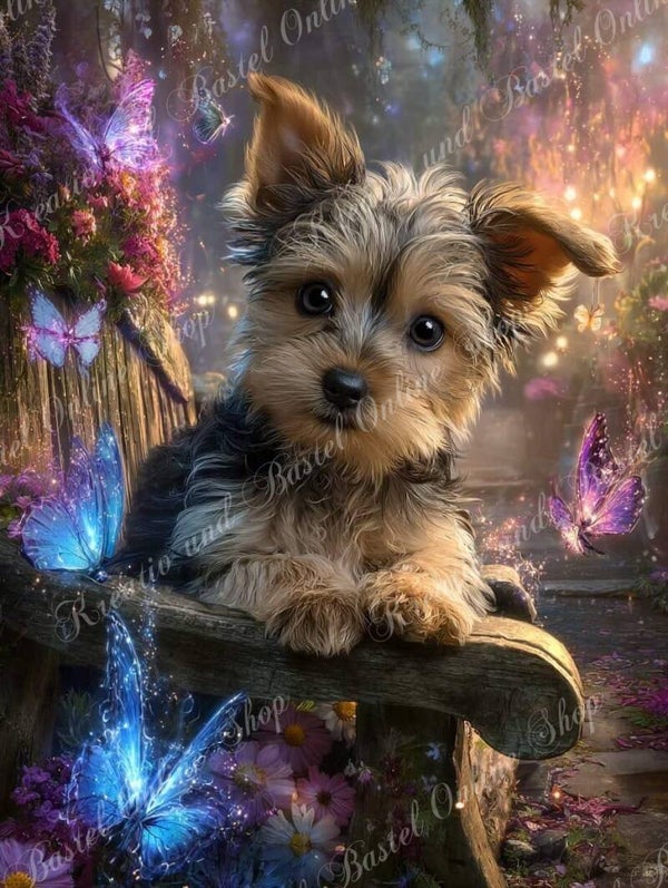 💎 Diamond Painting „Zauberpfötchen im Blütenlicht“  by maggies_dia_painting_ai