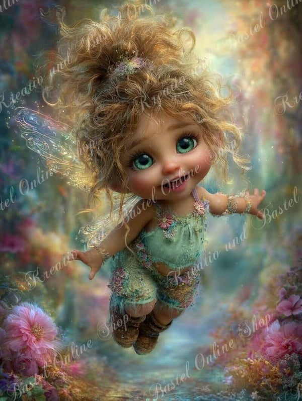 💎 Diamond Painting „Zauberelfe im Blütenlicht“  by maggies_dia_painting_ai