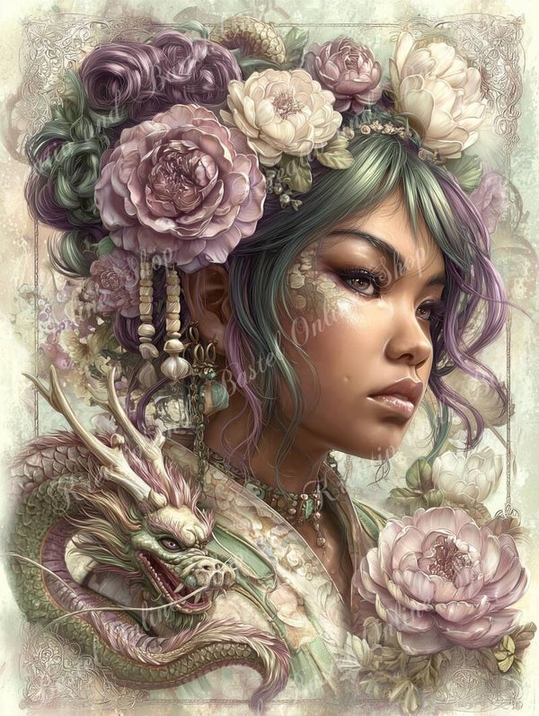 💎 Diamond Painting „Blütengeist – Seele des Drachen“ by Sweet_Loco_AI