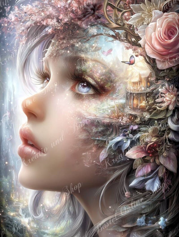 💎 Diamond Painting „Flüsternde Blütenseele“ by Sweet_Loco_AI