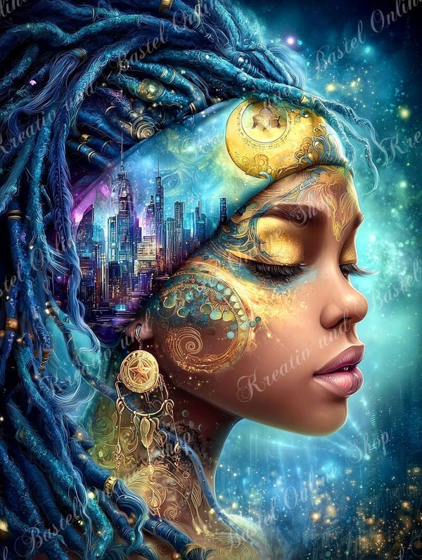 💎 Diamond Painting „Träumerin der goldenen Zukunft“ by Sweet_Loco_AI