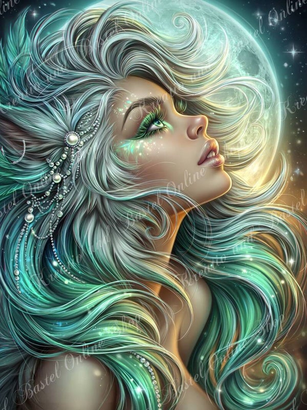 💎 Diamond Painting „Mondzauber der smaragdnen Seele“ – by Sweet_Loco_AI