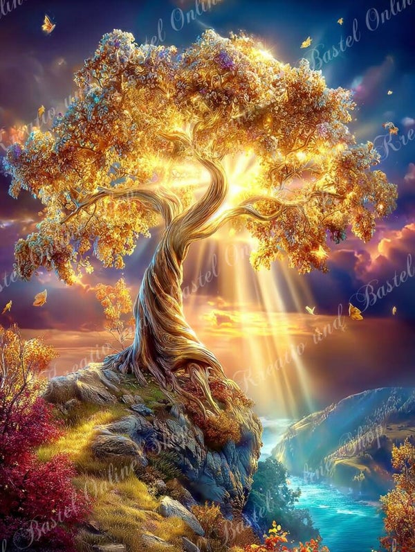 💎 Diamond Painting „Baum des goldenen Lichts“ – by illumaris KI_Art