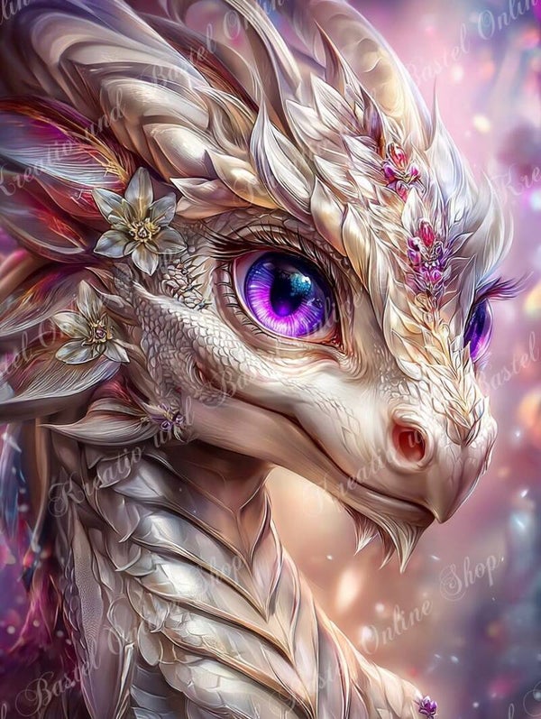💎 Diamond Painting „Blütenseele des Lichtdrachen“ – by illumaris KI_Art