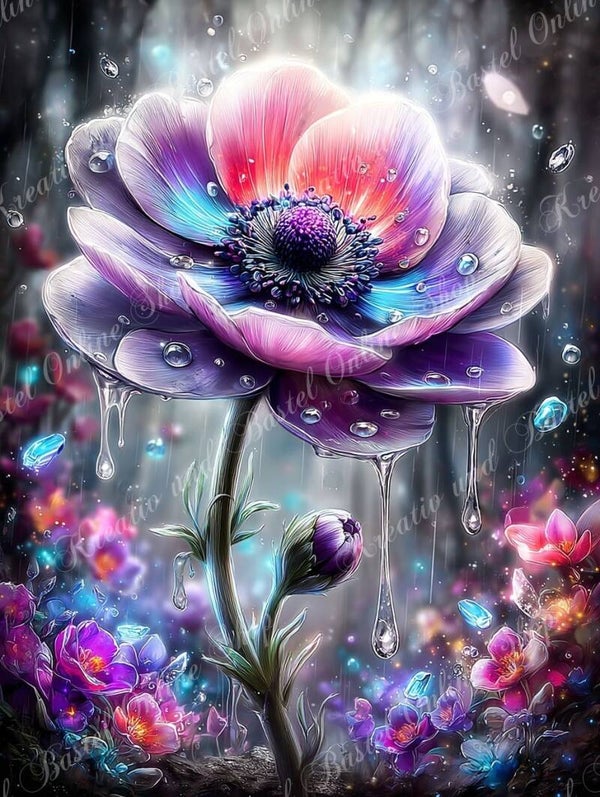 💎 Diamond Painting „Regenzauber der Blütenmagie“ – by illumaris KI_Art