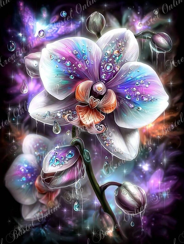 💎 Diamond Painting „Tropfenzauber der Orchideenblüte“ – by illumaris KI_Art