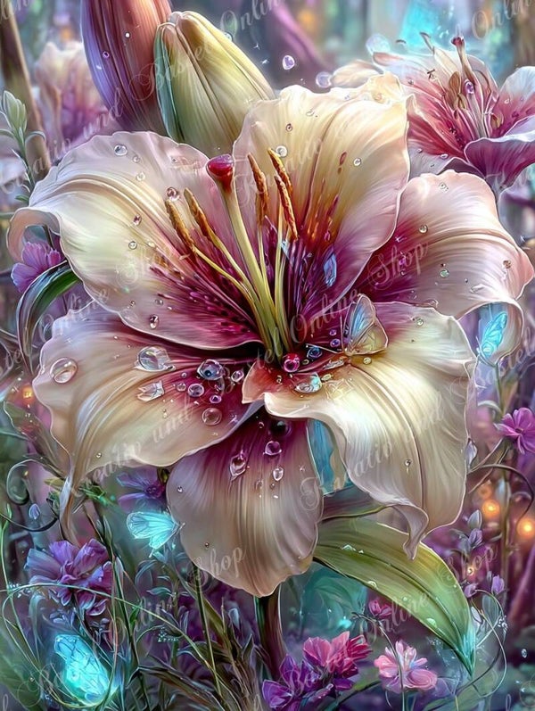 💎 Diamond Painting „Tautanz der Lilienblüte“ –by illumaris KI_Art