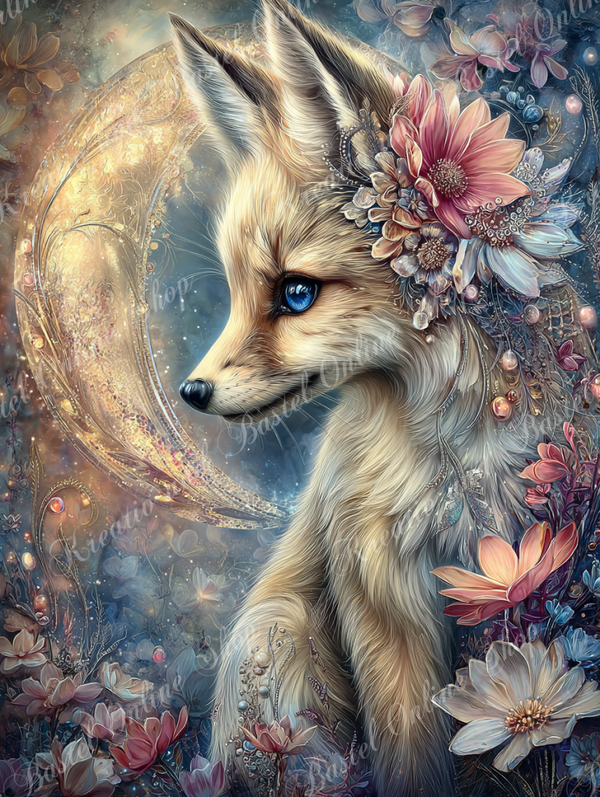 💎 Diamond Painting „Mondblüte des Zauberfuchses“ by Elly_A.I.