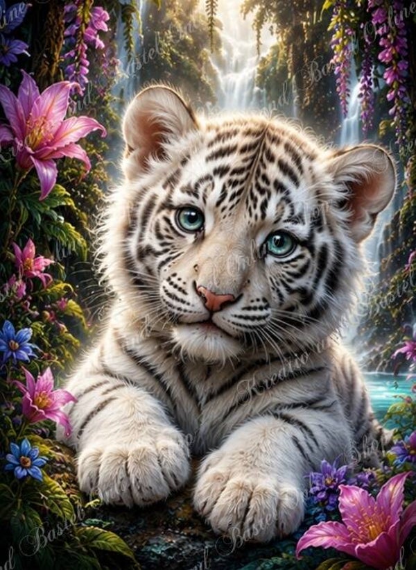 💎 Diamond Painting Zauber des weißen Tigerbabys“ by Sternchen