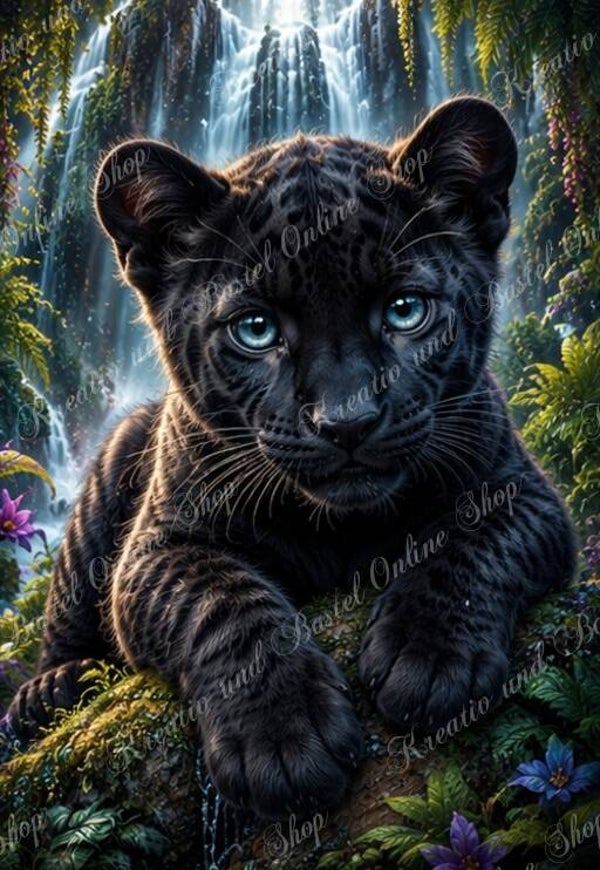 💎 Diamond Painting 🐆🌺 „Kleiner Schatten des Wasserfalls“ by Sternchen