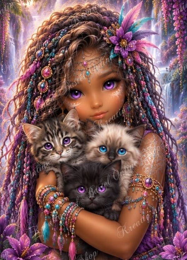 💎 Diamond Painting  „Die kleine Hüterin der Zauberkätzchen“ by Sternchen