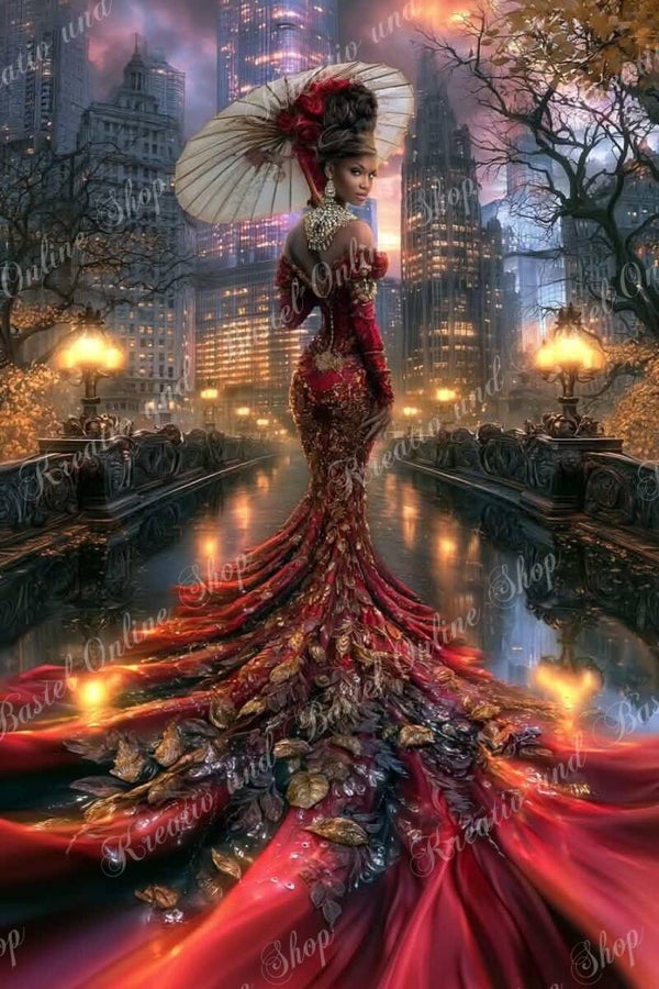 💎 Diamond Painting  „Lady der goldenen Nacht“ – ein Kunstwerk von Maggie