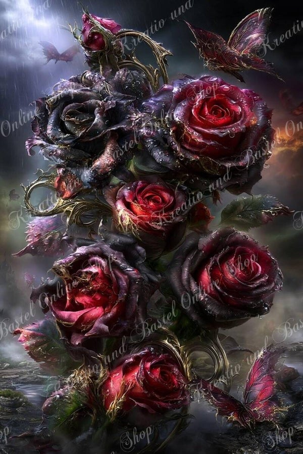 💎 Diamond Painting  „Rosen der Dunkelheit“ – ein Kunstwerk von Maggie
