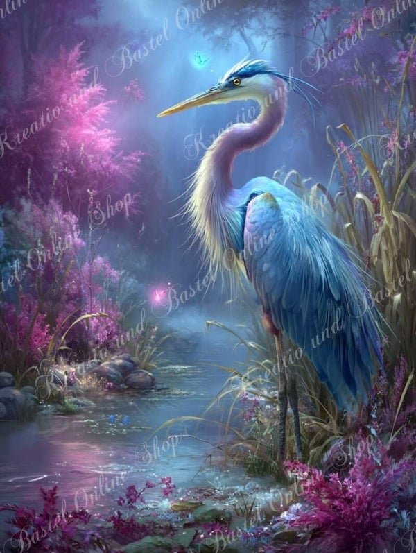 💎 Diamond Painting  „Zauber des blauen Reihers“ – ein Kunstwerk von Maggie