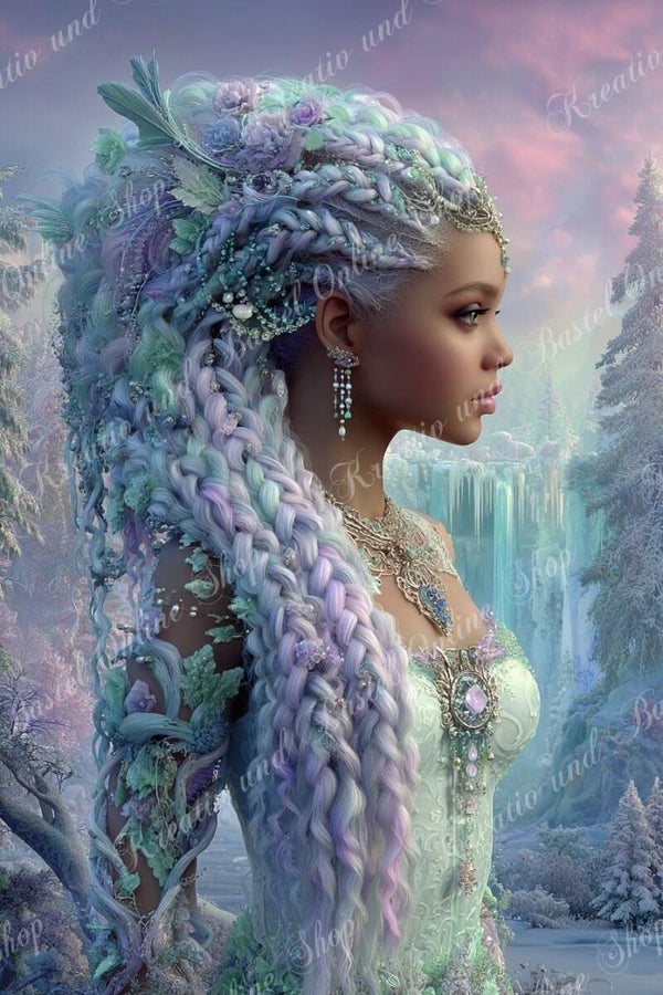 💎 Diamond Painting  „Hüterin des Eisreichs – Pastellzauber“ – ein Kunstwerk von Maggie