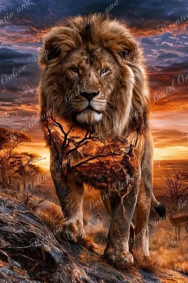💎 Diamond Painting „König der Savanne – Afrikas Seele“ – ein Kunstwerk von Maggie
