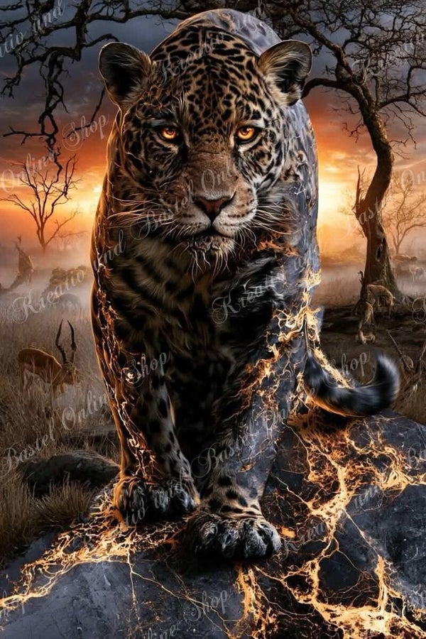 💎 Diamond Painting „Feuer der Wildnis – Der schwarze Jaguar“ – ein Kunstwerk von Maggie