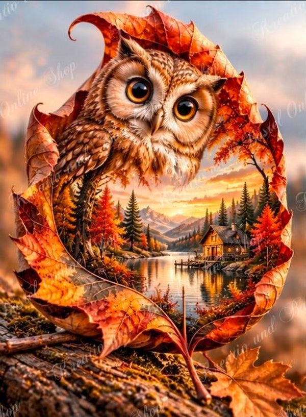 💎 Diamond Painting „Die Eule im goldenen Herbstzauber“ by Sternchen