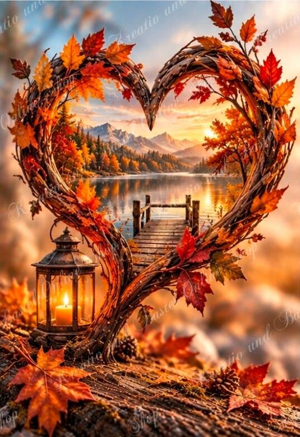 💎 Diamond Painting „Herzenszauber am goldenen Herbstsee“ by Sternchen
