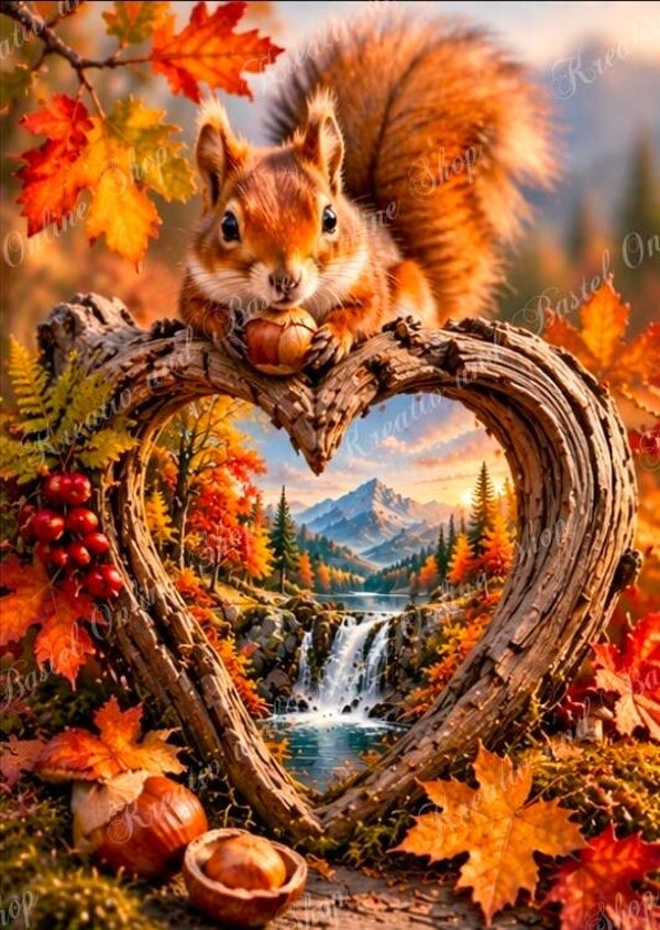 💎 Diamond Painting „Das kleine Eichhörnchen im Herzen des Herbstes“ by Sternchen