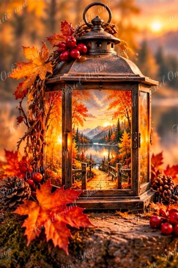 💎 Diamond Painting „Das goldene Geheimnis der Herbstlaterne“ by Sternchen