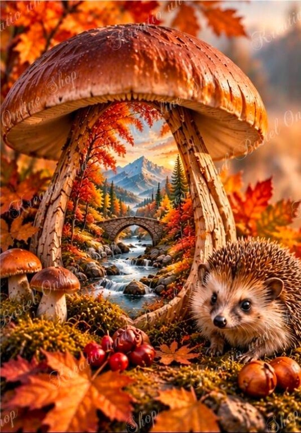 💎 Diamond Painting „Das kleine Igelchen im verzauberten Pilzparadies“ by Sternchen