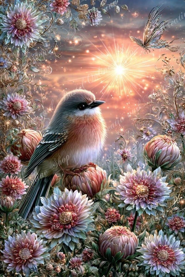 💎 Diamond Painting  „Kleiner Vogel im Zaubergarten“ by Maggi