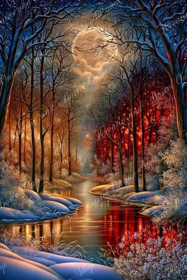 💎 Diamond Painting  „Magische Winternacht im Mondschein“ by Maggi