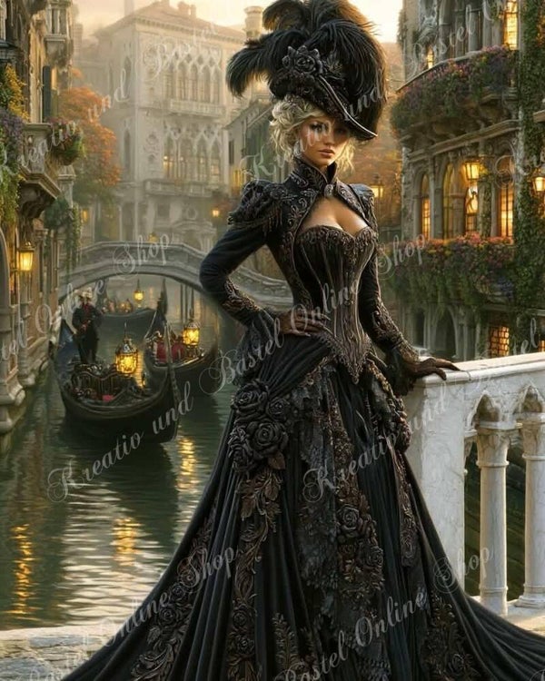 💎 Diamond Painting  „Die schwarze Lady von Venedig“ by Maggi