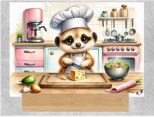 Frühstücksfreude „Erdmännchen-Küchenzauber“ – Glasbrettchen mit Herz