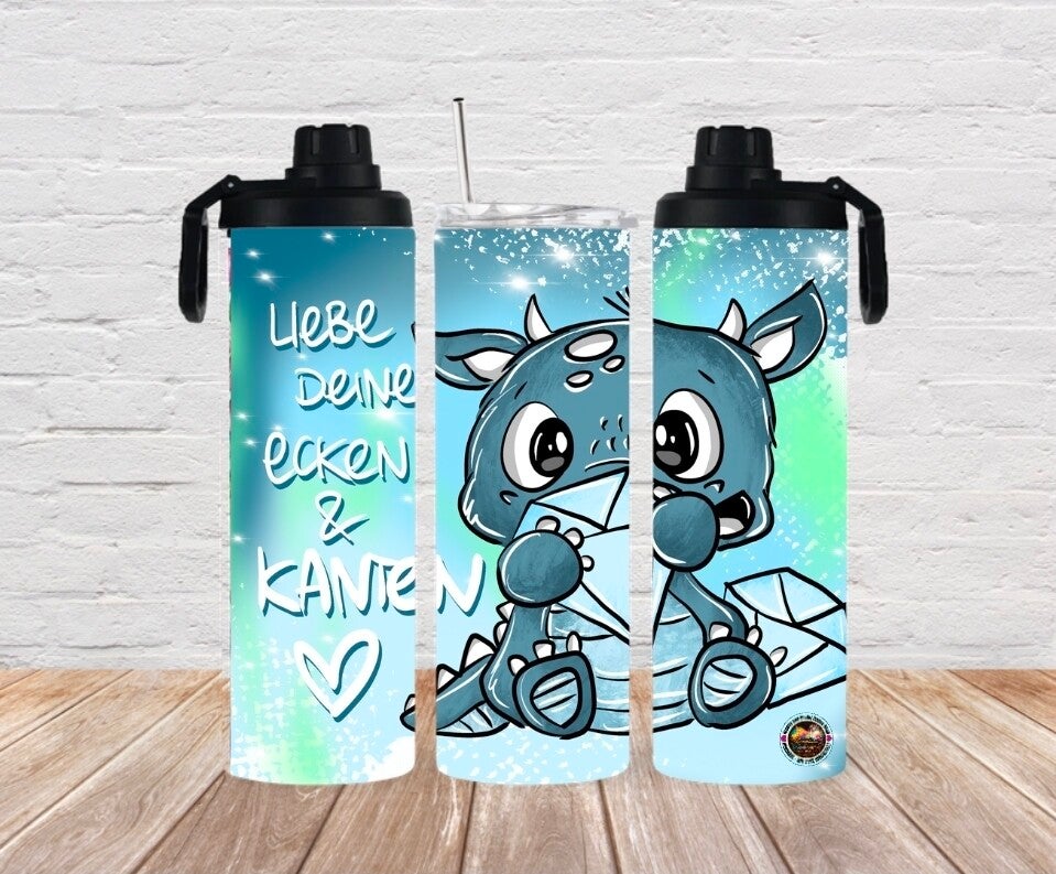 🐉💙  Edelstahl-Thermobecher „Liebe deine Ecken & Kanten“ – by Schnubbirella