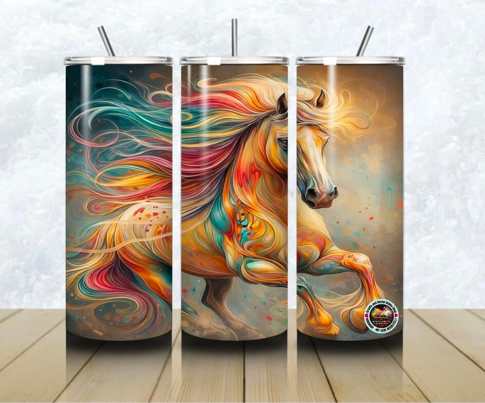 Thermobecher ❄️ „Farbgalopp der Freiheit“ – Motiv by cleodora ❄️