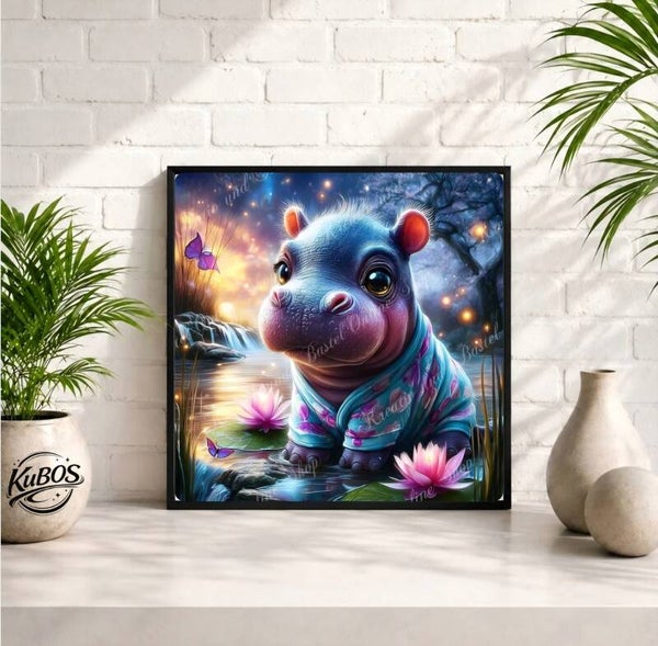 💎 Diamond Painting „Traumnilpferd am Seerosenteich“ by illumaris KI_Art