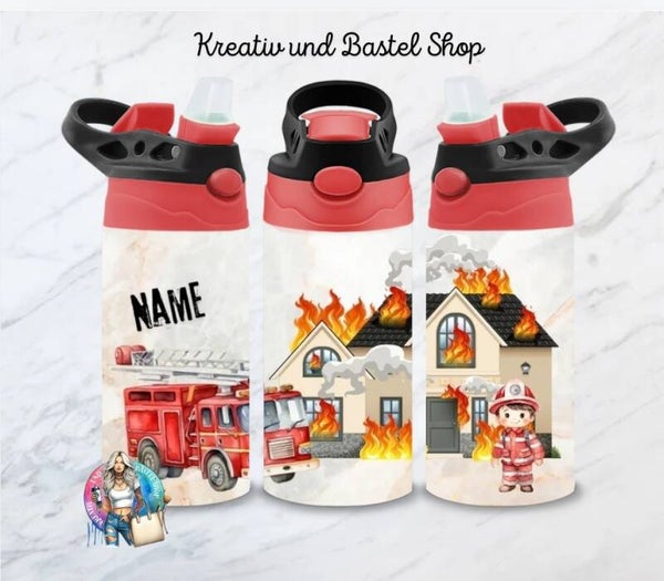 Kinder-Thermobecher "Feuerwehr mit Wunschname"