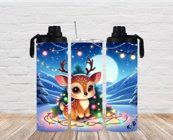 Thermobecher mit 2 Schraubverschlüssen niedliches Reh in Winterlandschaft 2"