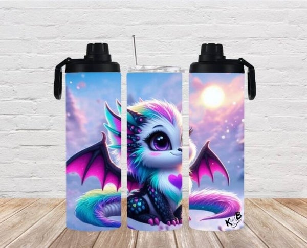 Thermobecher mit 2 Schraubverschlüssen niedlicher Drache in Winterlandschaft 2"