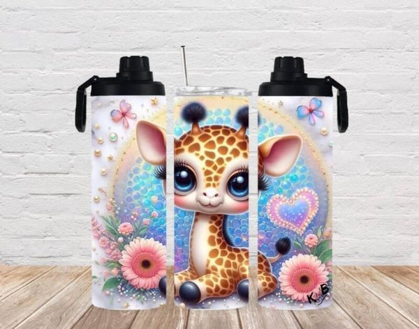 Thermobecher mit 2 Schraubverschlüssen "niedliche Giraffe"