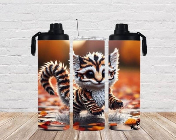 Thermobecher mit 2 Schraubverschlüssen "niedliche Drache in Pfütze"