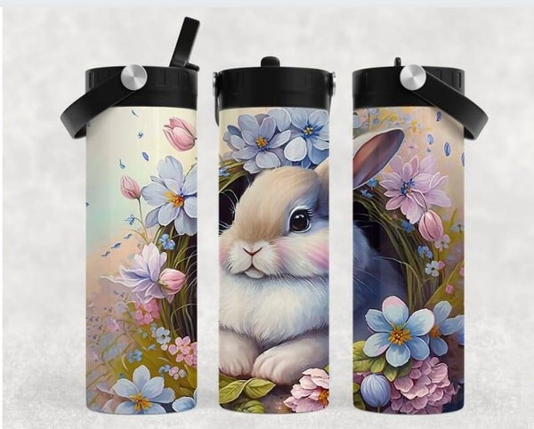 Thermobecher mit Schraubverschluss und Tragegriff "Osterhase"