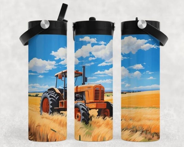 Thermobecher mit Schraubverschluss und Tragegriff "Traktor"