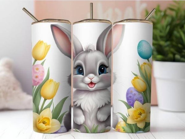 Thermobecher "Hase mit Tulpen"