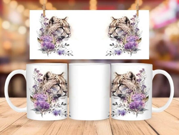 Tasse "Leopard mit Blumen"